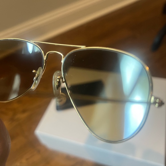 Ray-ban RB3025 55mm Large Metal Aviator Glasses Brown Gold White with Case - Picture 6 of 13